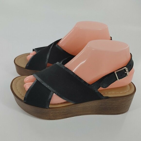 SOPHIA MILANO Black Suede Platform Sandals - Picture 5 of 9